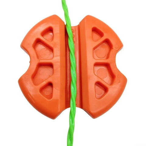 Two Pack Line Grip Set For Electrical Cable Pulling, Non Slip PVC Ergonomic Orange Handles, Fits 3-6mm Wires, 8x8mm Grips, Durable Polyoxymethylene Tooling For Quick Conduit Installations, orange cable grip on green wire