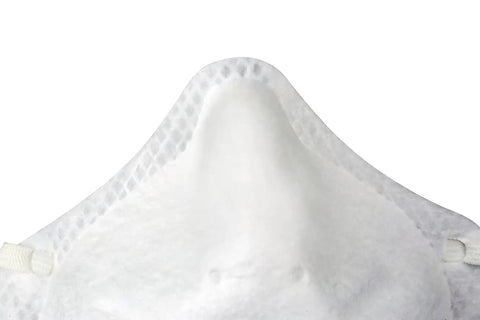Close-up of NIOSH Approved N95 Molded Cup Disposable Respirator Mask 200 Pack For All Day Comfort Easy Breathing Latex Free Hypoallergenic Fit