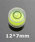 100 pcs Multisize Circular Spirit Level Bubble Level, 12*7mm size with green bubble indicator and transparent casing.
