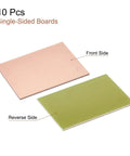10-pack Single Sided Copper Clad PCB Boards 70mm By 50mm By 1mm FR4, showing front and reverse sides for prototyping
