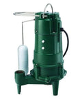 Solid As A Rock One Horsepower Grinder Pump With Vertical Float Switch And Cast Iron Body, durable green cast iron body design.