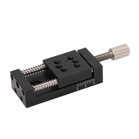 Manual Fine Tune Linear Stage Actuator Featuring Buttery Smooth Sliding Table Built For Microscope Mounting And Precision Optical Work Crafted From Heavy Duty Aluminum Alloy To Keep Your Lab Setup Rock Solid Every Day in black with precise gear control.