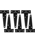 Six Pack Four Inch T Shaped Rust Proof Iron Light Shed Hinges For Doors And Cabinets Galvanized Built To Last Durable Black Finish