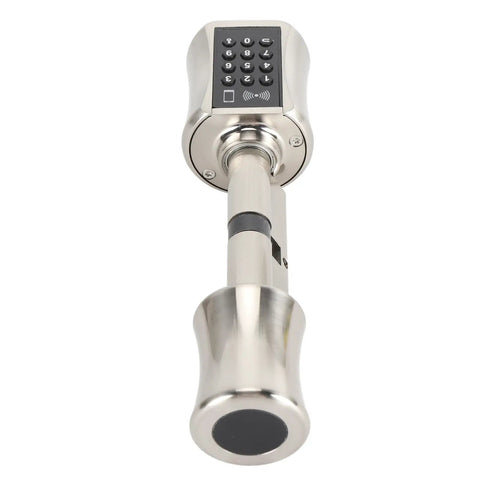 Keyless Smart Cylinder Lock Featuring Touchscreen Keypad And Smartphone App Access Night Bolt Security For Wood And Glass Doors No Sweat Emergency Power Backup, front view.