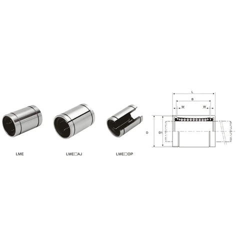 Low Friction Linear Bearing Kit 10 Pack For 3D Printers CNC Robots And Automation Projects With Alloy Steel 0.51 Inch ID Quiet Smooth Motion And High Precision For Consistent Print Quality, LM13UU dimensions diagram