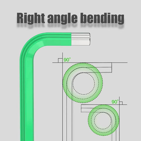 Right angle bending diagram for Check Out This Sick Extra Long Ball End Allen Wrench Set Covering 1.5 To 10mm Metric Hex Keys With S2 Steel Tough Build For Biking Auto Repair And Deep Hole Diy Projects That Get You Out Of Any Tight Spot Easily With Precision Colors.