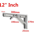 Stainless Steel Triangular Shelf Brackets Set Of 2 Heavy Duty Adjustable Wall Mount Bench Table Support dimensions shown