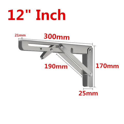 Stainless Steel Triangular Shelf Brackets Set Of 2 Heavy Duty Adjustable Wall Mount Bench Table Support dimensions shown