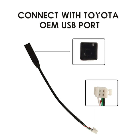 Toyota Plug And Play 16Pin Car Stereo Wiring Harness Kit with CANBUS Box connectors for USB port connection.