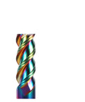 Premium 3Flute End Mill Set From HighSpeed Steel slices materials with precision, showcasing a colorful, twisted cutting edge.