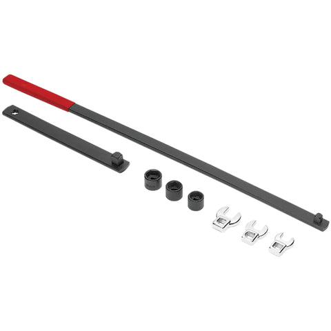 Eight Piece Long Handle Serpentine Belt Tool Kit Pro Grade For Spring Loaded Idler Pulleys With Crowfoot Wrenches And Sockets display