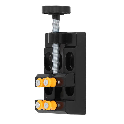 Compact Drill Press Vise Bench Clamp For Woodworking And Metalworking Handy Adjustable Holding Tool With Aluminum Alloy Body 55mm Clamping Range Sturdy Grip Lightweight 122x62x36mm 1 Pack Great For Clean Precise Drilling Polishing Engraving, black bench clamp