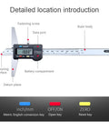Digital Depth Caliper Gauge 0 To 150mm 0.01mm Resolution Electronic Depth Rule With Stainless Steel Body showing usage markings