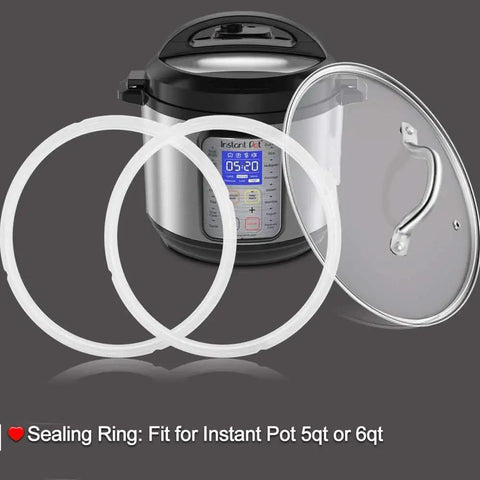 Replacement Silicone Sealing Ring 6 Qt For Instant Pot And 5 Qt Models with pressure cooker and lid in background