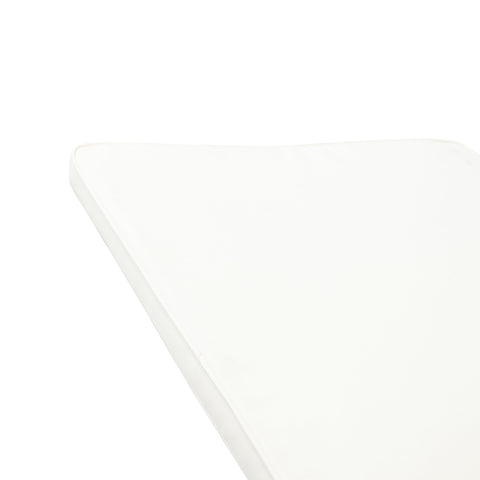 Close-up of Weather Resistant Chaise Lounge Cushion With Removable Cover And Safety Zipper For Patio Backyard Or Poolside Use, white color