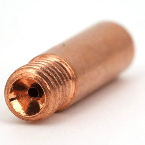 Premium MIG Welding Contact Tips Replacement Consumables With M6x1.0 Thread Fit Model 11 35 Standard Size For Smooth Wire Feed And Torch Setup 10 Pack copper contact tip close-up