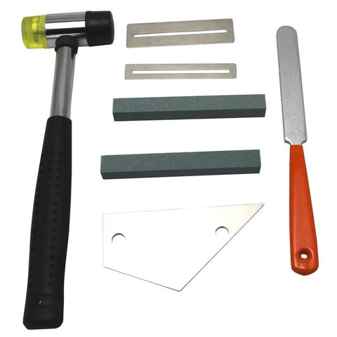 Guitar Luthier Tool Kit With Double Headed Fret Hammer Crowning File Fret Rocker Stainless Steel Tools Fingerboard Guards Grinding Stones