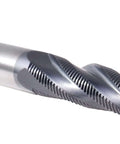 Side view of Accusize 1/2 in shank M42 cobalt TiAlN roughing end mill, 4-flute, 2 in flute length, 4 in OAL