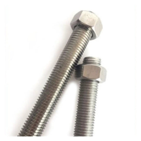 Two metal bolts with hex nuts, showcasing M16 thread design, used for Heavy Duty Swivel Furniture Levelers M16 Adjustable Leg Base Set Of Four.