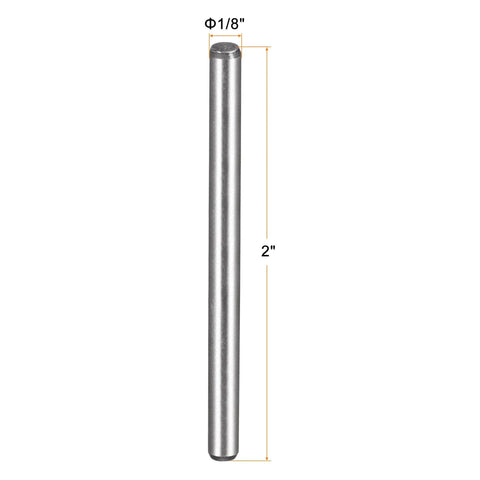 One Eighth Inch By Two Inch Dowel Pins For Precision Alignment, Heat Treated Alloy Steel With Bright Finish, side view