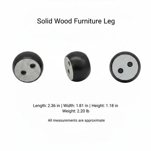 Solid Wood Cylindrical Furniture Leg Replacement Foot Black For Sofa Cabinet And Table 2.4 X 1.8 Inches Beef Up Wobbly Furniture