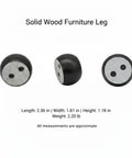 Solid Wood Furniture Leg Cylindrical Foot For Sofa Cabinet And Table Black 2.4 By 1.8 Inches Replacement Leg Heavy Duty Support Durable