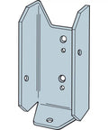 FB24Z ZMAX Galvanized Fence Rail Bracket For 2x4 Slotted Rails, 20-Gauge Steel, showing preinstalled bracket holes, angled view.