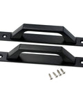 Four Piece Carbon Steel Sliding Barn Door Handle Set In Matte Black Finish For Wood Gates And Interior Doors.