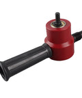 Heavy Duty Sheet Metal Nibbler Cutter Drill Bit Upgrade showing red dual head adapter with black handle for precision metal cuts.