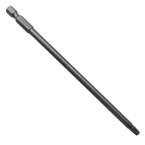 Long Torx security screwdriver bit, 150 mm length, S2 steel, T25 Torx tip.