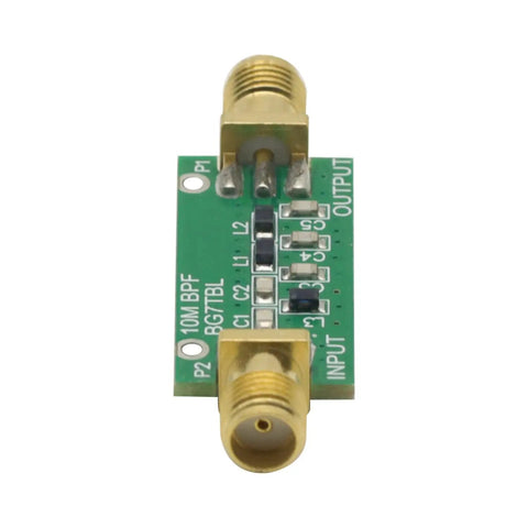 10M Bandpass Filter For Radio Geeks With 7 To 11 MHz Bandwidth And Insertion Loss Under 1.3 dB, SMA connectors, top view
