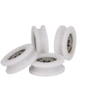4 Pack U Shape Groove Bearing Pulleys 30x10x6mm Nylon Wheel For Track Sliding Doors And Windows Transmission Parts Durable Double Groove Bearing For Quiet Smooth And Parallel Movement, white U-groove pulley set