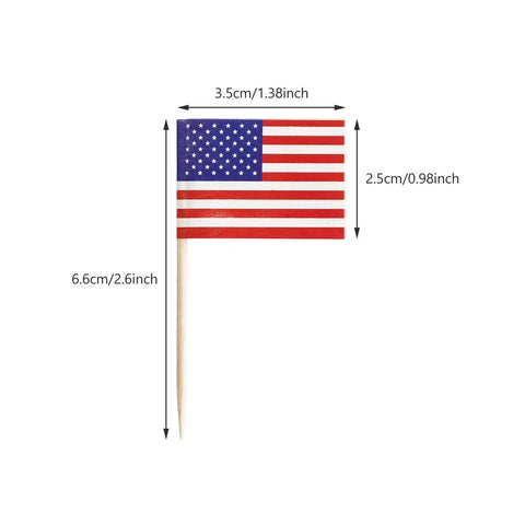 100 Pack American Flag Toothpick Flags For Cocktails And Cupcakes Wood Sticks With Paper Flags featuring flag dimensions