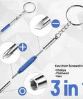 3 In 1 Eyeglasses Screwdriver Keychain Repair Kit With Small Phillips, Flathead And Nut Driver Bits For Eyeglasses, Compact Tool