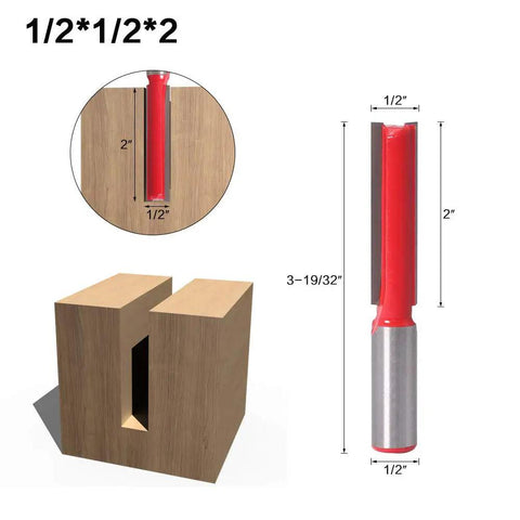 1/2 Inch Flush Trim Router Bit Sharpened High Hardness YG8 Alloy Blade For Smooth Woodworking Cuts On Solid Wood And Mdf, showing dimensions.