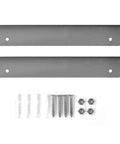 Installation kit for Corner Triangle Hand Wash Basin Sink With Brushed Finish, including brackets, screws, and anchors.