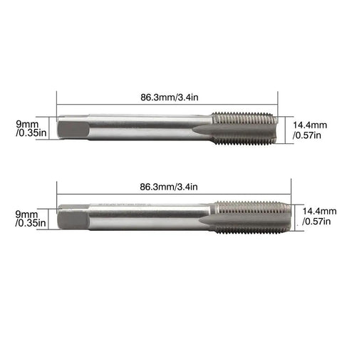 9 16 20 Thread Tap Pedal Repair Tool For Bike Cranks Universal HSS Portable, dimensions 14.4mm x 86.3mm displayed