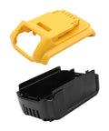 Heavy Duty Rock Solid Battery Case Shell Replacement For 18V And 20V Cordless Power Tool Batteries DCB200 DCB201 DCB203 DCB204 DCB205 showing yellow top cover and black base.