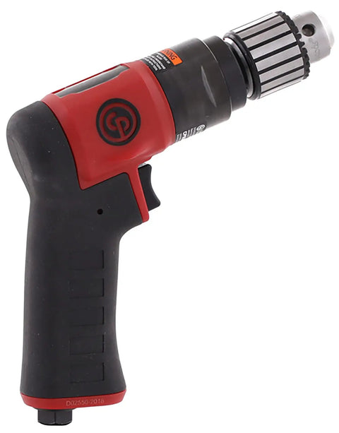 Air Powered Drill Beast Mode Power with 3/8 Inch Keyed Chuck, pistol grip, showing side view with 0.62 HP motor.