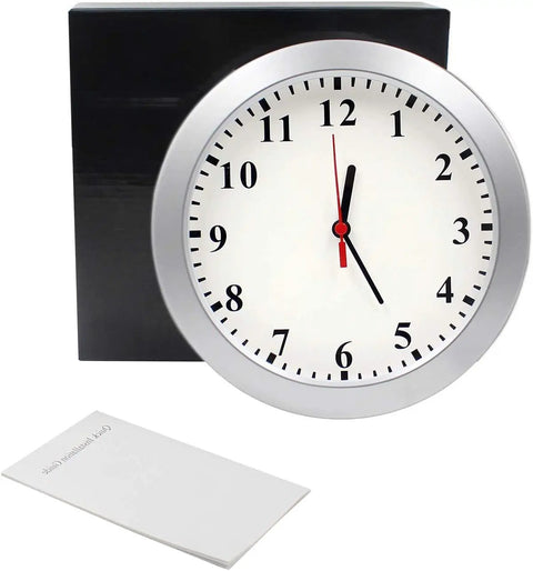 WiFi Wall Clock Camera Nanny Cam 1080P Hidden Clock With Motion Detection For Stealthy Indoor Home Security Real Looking Wall Clock Streams Live Video From Anywhere On Any Device, circular design with black numbers and red hands