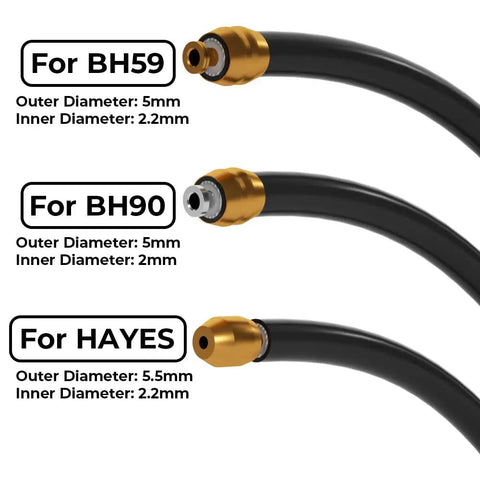 Hydraulic Brake Hose Kit For BH90 System 5.0mm Outer Diameter And 2.0mm Inner Diameter, showing compatibility with BH59 and HAYES