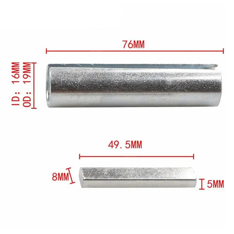 Built Like A Beast Cold Rolled Steel Shaft Adapter Bushing And Bore Reducer, 76mm and 49.5mm lengths, for gas engine crank shafts.