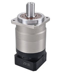 Heavy Duty VRB140 Helical Planetary Gearbox Reducer With A Two Stage Ratio Spanning 15:1 To 100:1 For 180 Frame AC Servo Motor And 35mm Input Shaft close-up of silver and black planetary gearbox.