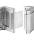 Two Pack Heavy Duty Door Security Lock For Inward Swinging Doors, Kid Proof Door Reinforcement With Upgraded Stainless Steel Screws, Privacy Door Latch Keeps Homes And Hotels Safe Without Damaging The Door Frame, shown in silver with mounting screws.