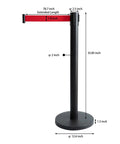 Premium 2 Pack Crowd Control Stanchions With 6.5 Foot Red Retractable Belts Steel Black Posts Non Slip Rubber Base 15 Pound