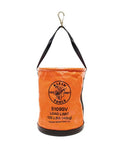 Bright Orange Vinyl Tool Bucket With Swivel Snap And Web Handle 12 Inch Diameter 100 Pound Load Rating Water Resistant Lineman Bucket