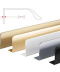 Side view of Hidden Cabinet Handles for Kitchen Cupboards, Elegant Long Door Pulls in Brushed Bronze Aluminum, 500mm Length