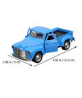 Retro Metal Classic Cars Die Cast Old School Pickup Truck Figurine in Blue Vintage Alloy Mini Car Model for display