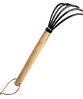 15 Inch Garden Rake With 5 Prong Steel Head And Solid Wood Handle For Gardening Beach Combing And Soil Loosening Comfortable Grip And Reinforced Rivet Construction Heavy Duty Outdoor Tool For Yard Work