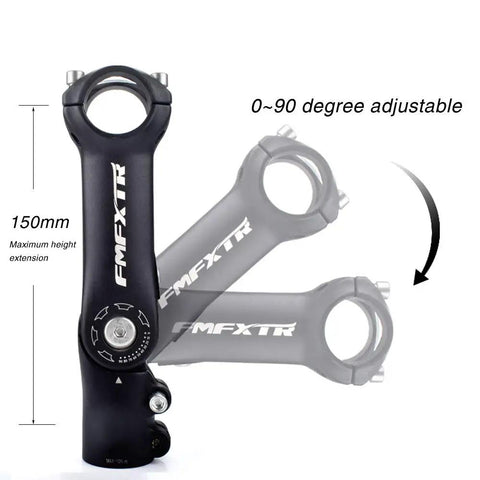 31.8Mm Adjustable Bike Stem 0 To 90 Degree, 110Mm Length, Fits 1.25 Inch Handlebars, for angle adjustment demonstration